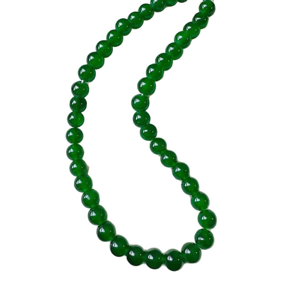 Women's 2025 New Chinese Style Green Jade Chalcedony Accessories