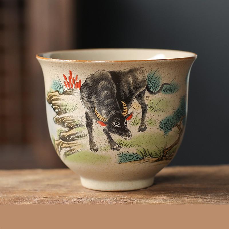 1 stk Kinesisk stjernetegn Keramisk tekopp Håndlaget Vintage Keramikk Tebolle Tesett Mestertekkopp Personlig meditasjonskopp 110ml