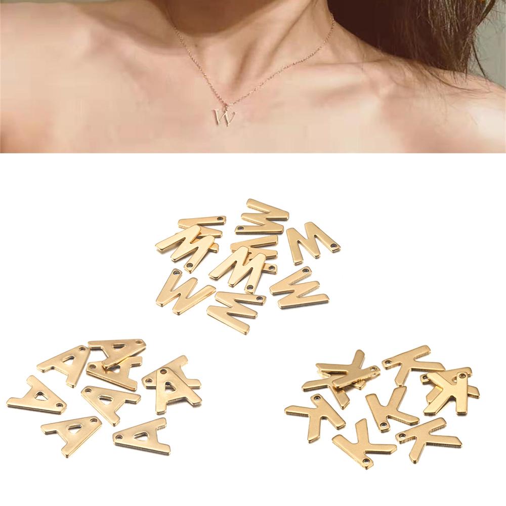 26/50 Stück Edelstahl Gold A-Z Buchstaben Anhänger Alphabet Charms Armband Ohrring für Damen Für DIY Schmuck Anhängerherstellung Zubehör