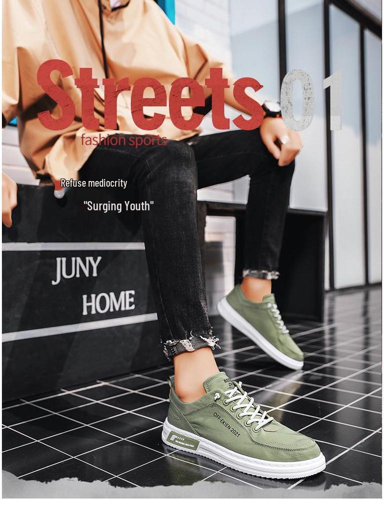 2025 Men's Ice Silk Canvas Shoes: Versatile, Soft Sole, Casual, Breathable, Trendy Korean-Style Sneakers