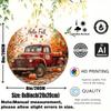Vintage Rustic Autumn Red Truck Metal Tin Sign Wall Art Decor Thanksgiving Holiday