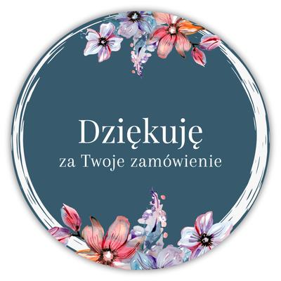 Naklejki Na Świecę "Dziękuję Za Twoje Zamówienie - Zielone/Kwiaty" 20 Sztuk