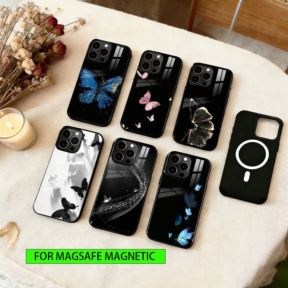Beautiful butterfly Phone Case For iPhone17,16,15,14,13,12,11 Plus,Pro Magnetic For Magsafe Wireless Charging