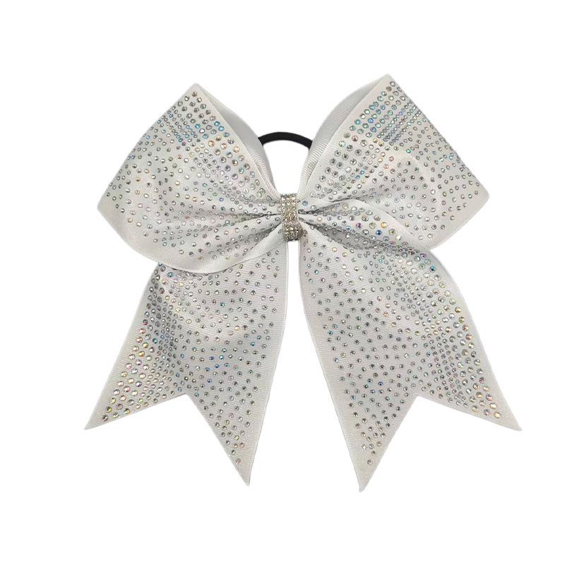 Rhinestone Rose Red Cheerleading-Schleife mit elastischem Haargummi und Glitzer-Akzent