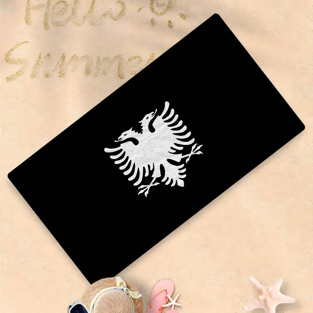 Albanische Flagge Mikrofaser Bedrucktes Strandtuch Bergsteigen Yoga Strand Schwimmen Laufen Saugfähiges Weiches Handtuch Cotton 30x30cm white