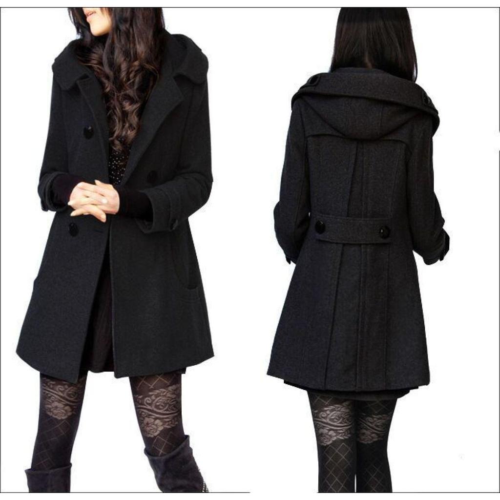 Giacca invernale da donna calda a maniche lunghe slim fit in lana taglie forti con cappuccio