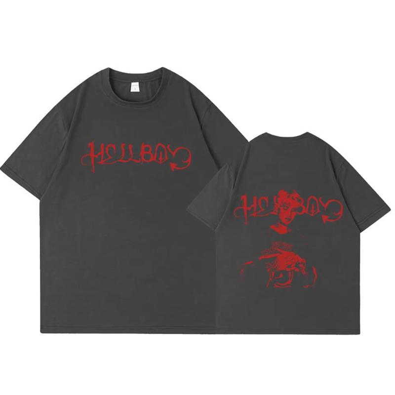 Rapper Lil Peep Crybaby Hellboy Tshirt Vintage Hip Hop T Shirt Unisexs Women Clothing Cotton Oversized Short Sleeve TShirts Tops