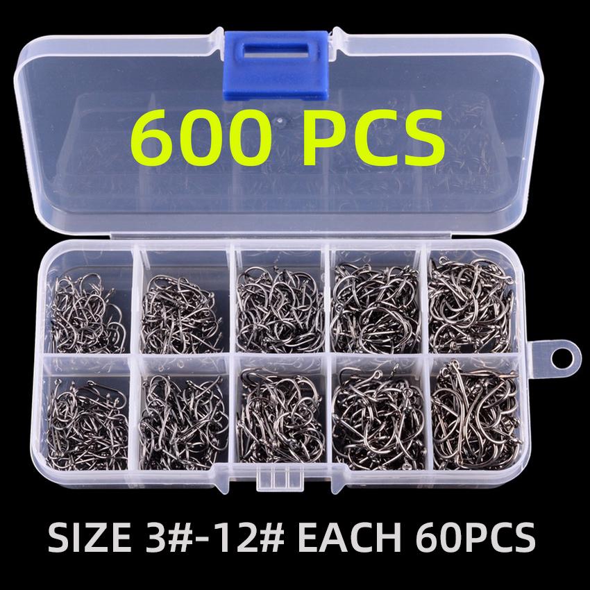 Fishing Hooks Set High Carbon Steel Sharp Durable Barbed Fishhook Rock Fishing Equipment Gear Tackle Accessories with box