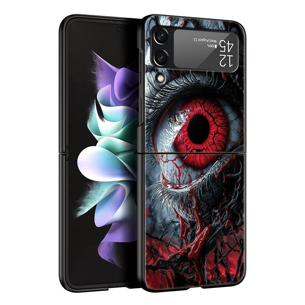 Spooky Scary Red Eye Hard PC Phone Case For Samsung Galaxy Z Flip 7 6 5 4 Black Cover For Galaxy Z Flip 3 Foldable Shell Fundas