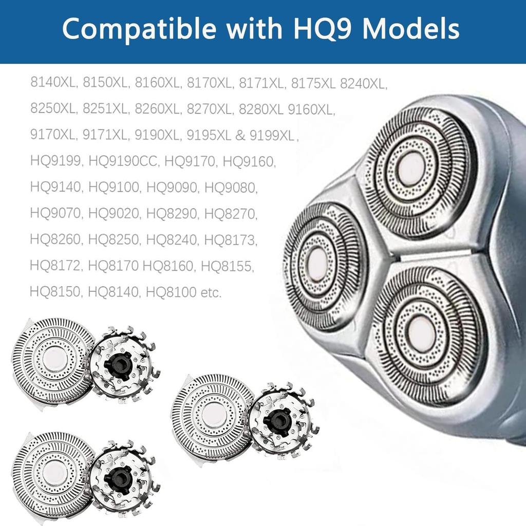 HQ9 Replacement Heads Blades Compatible with Philips Razor Electric Shaver Speed XL Series 8150XL 8160XL 8170XL HQ9070 HQ9080 8240XL 8140XL, Upgraded