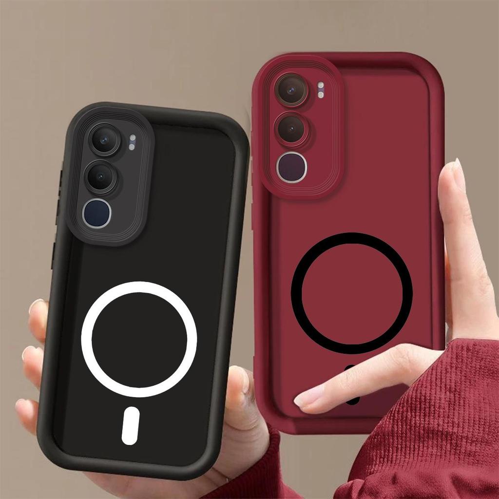 Morandi Color Soft TPU Case for Vivo Y19s,Y19s Pro Iron Ring For Magnetic Accessories Shockproof Cover
