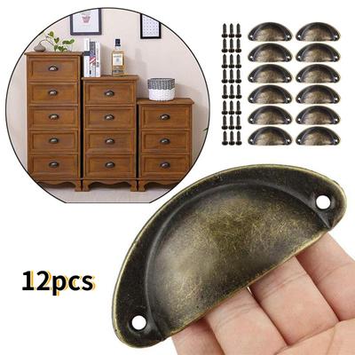 Drawer Pulls Puntos 12Pcs/Set Vintage Shell Shaped Metal Cabinet Pull Handles Hardware Accessories