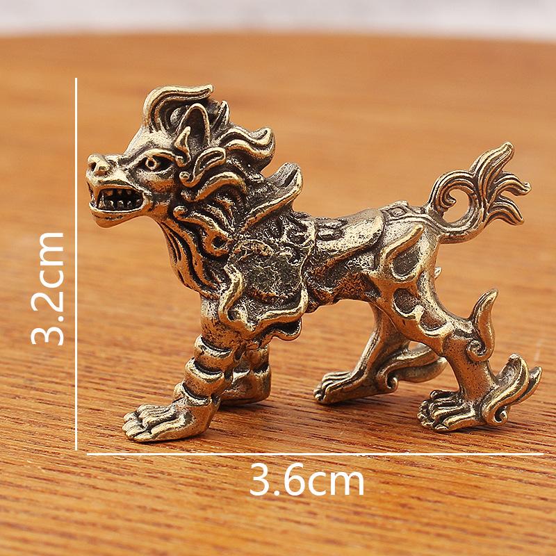 Devět synů draka - Vintage doplňky z masivní mosazi a závěsné ozdoby, Yazi a Taotie stolní dekorace a hračky, mosazné řemeslné výrobky