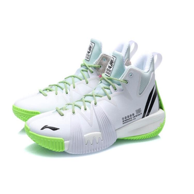 Li Ning Badfive 1 Badfive Abrasion Resistant Cushioning Slip Resistant Mid Top Basketball Shoes Men's White Green ABFQ015-2