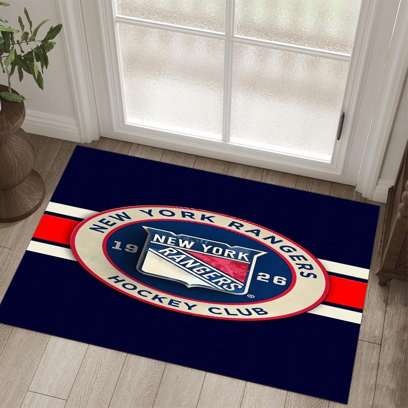 New York Rangers Design Crystal Velvet Carpet Cozy Non?Slip Printed Rug For Bedroom Living Room Entrance