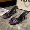 Fashion New Summer Stiletto Sandals Women's Fashion Square Head Shallow Mouth Clip Toe Glitter with Anti-slip Wear-resistant High Heels