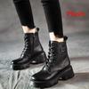 Trend Women Shoes Autumn Non-slip Leather Boots Zip Round Toe Shoes for Women Concise Leisure Sewing Platform Boots Botas Mujer