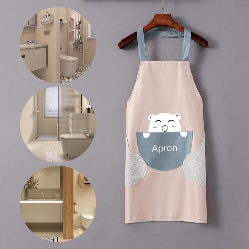 Kitchen Household Apron Anti-Fouling Hand-Wipeable Apron Stain-Resistant High-Looking Dining Apron Oil-Proof