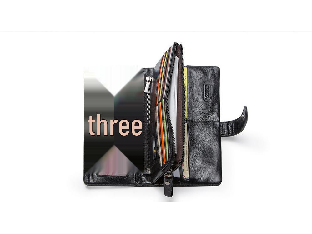 Portafoglio da uomo Black Angel in pelle patchwork a tre ante con chiusura a fibbia