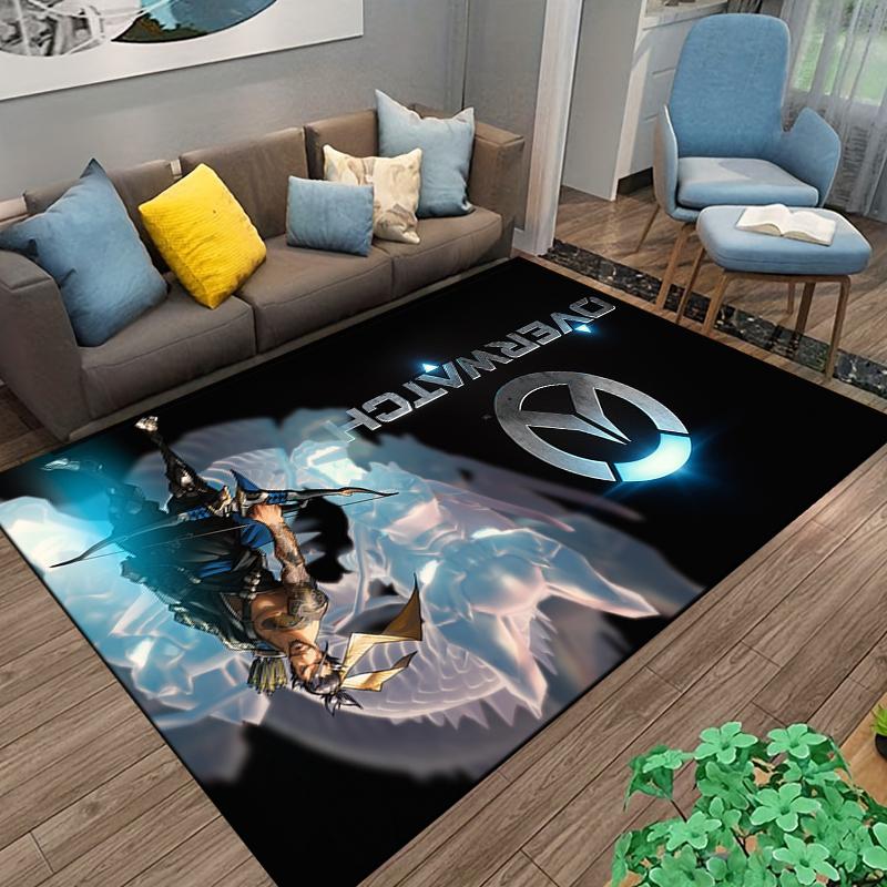 Overwatch Samurai Character Printed Flannel Rug Non-Slip, Suitable for Bedroom, Living Room, Children's Room Decoration