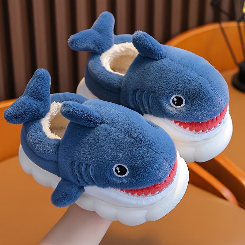 Soft Breathable Youngsters' Shark Slides Cute Cartoon Shark Slippers with Fabric Upper  EVA Sole