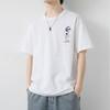 Men's White Astronaut Print Short Sleeve Crew Neck T Shirt For Casual Streetwear