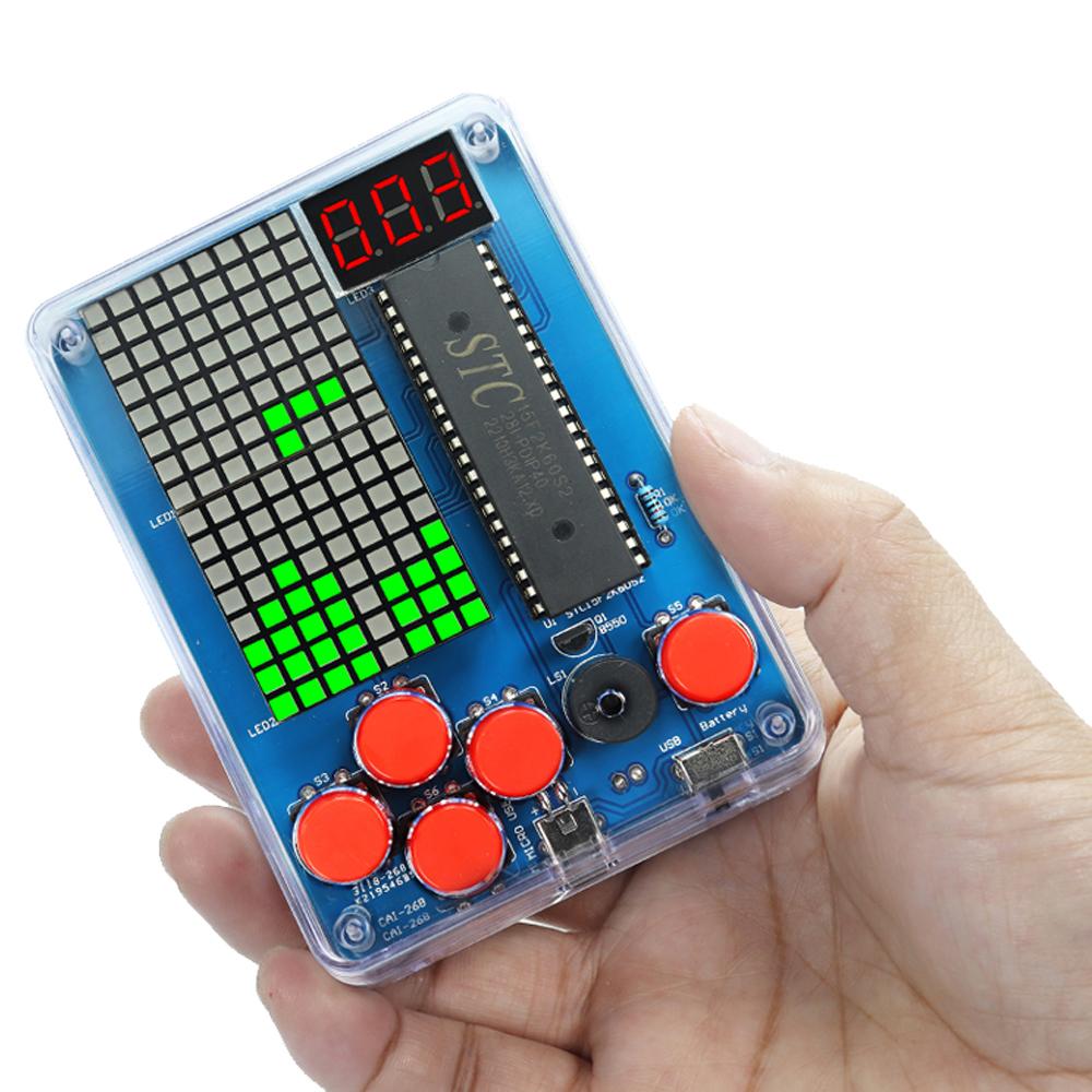 DIY Kit Electronic Pixel Game Console LED Dot Matrix Digital Tube Display STC11F1K61S1 MCU Double-Sided PCB DIY Soldering Kit