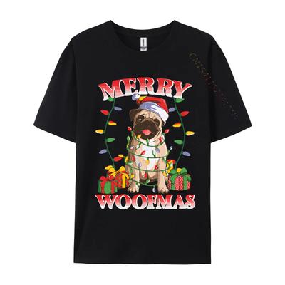 New Tshirt Merry Woofmas Christmas Santa Pug T Shirts Graphic New Trend Tops Mens Clothing Plus Size