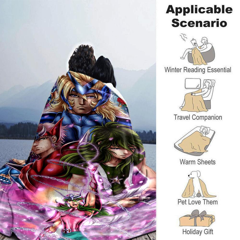 Saint Seiya Legend Unleashed Flannel Blanket Super Soft Warm Cozy Blanket For Sofa Bed Office Travel Allseason Home Decor Gift