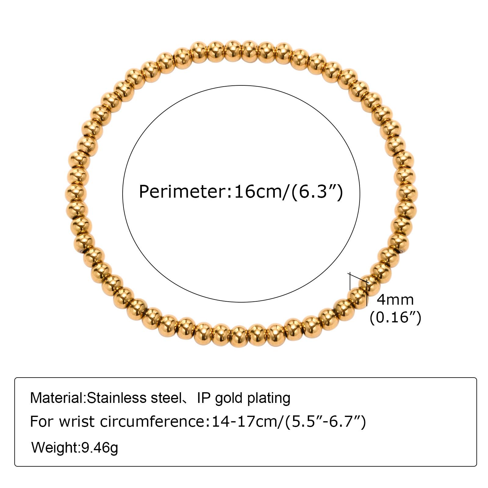 

Vnox Elastic Adjustable Gold Plated Beads Bracelet for Women,Minimalist Ins Style Stackable Stainless Steel Beaded Chain Jewelry