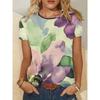 Women's Flower Print Fashion Versatile Top Casual Short Sleeve Loose Crew Neck T-Shirts Women’s