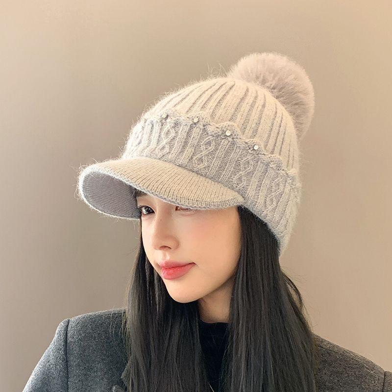 Hat Women's Winter Fleece Knitted Hat Cold-proof and Warm Ear Protector Cap Fashion Thickened Wool Hat