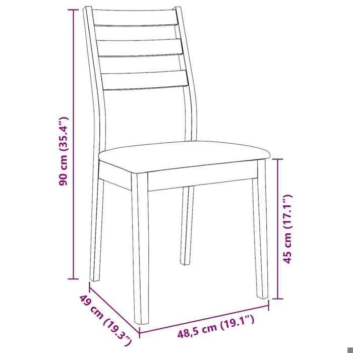 VidaXL Chaises à manger coussins 2 pcs naturel bois massif caoutchouc, chaise à dîner, chaise, chaise de salon, chaises à 4102517