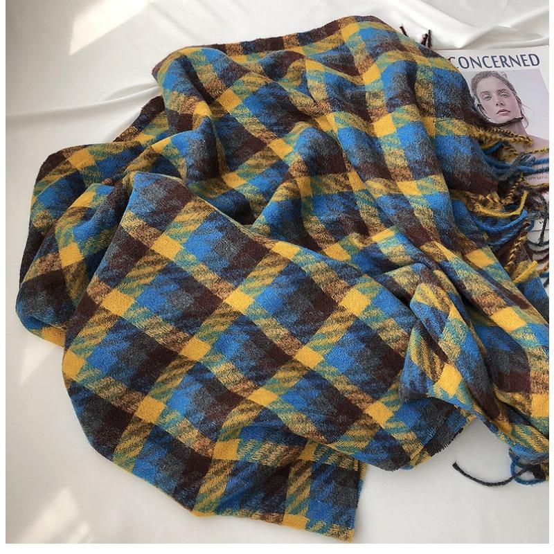 Winter Imitation Cashmere Warm Scarf for Women Double-sided Pashmina Thickened Luxury Green Scarf Christmas New Year Gift Shawl