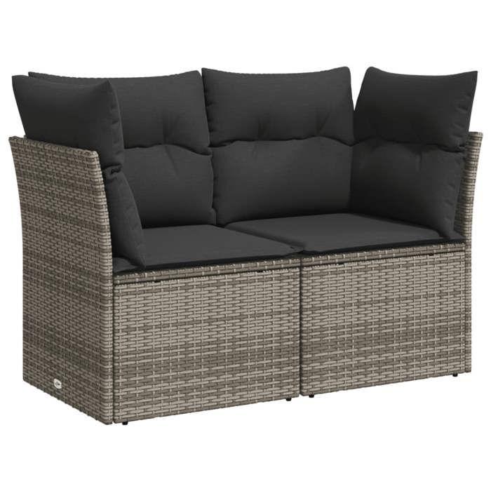 VidaXL Garden Lounge Set 9 Pcs with Grey Cushions Wicker 3268430
