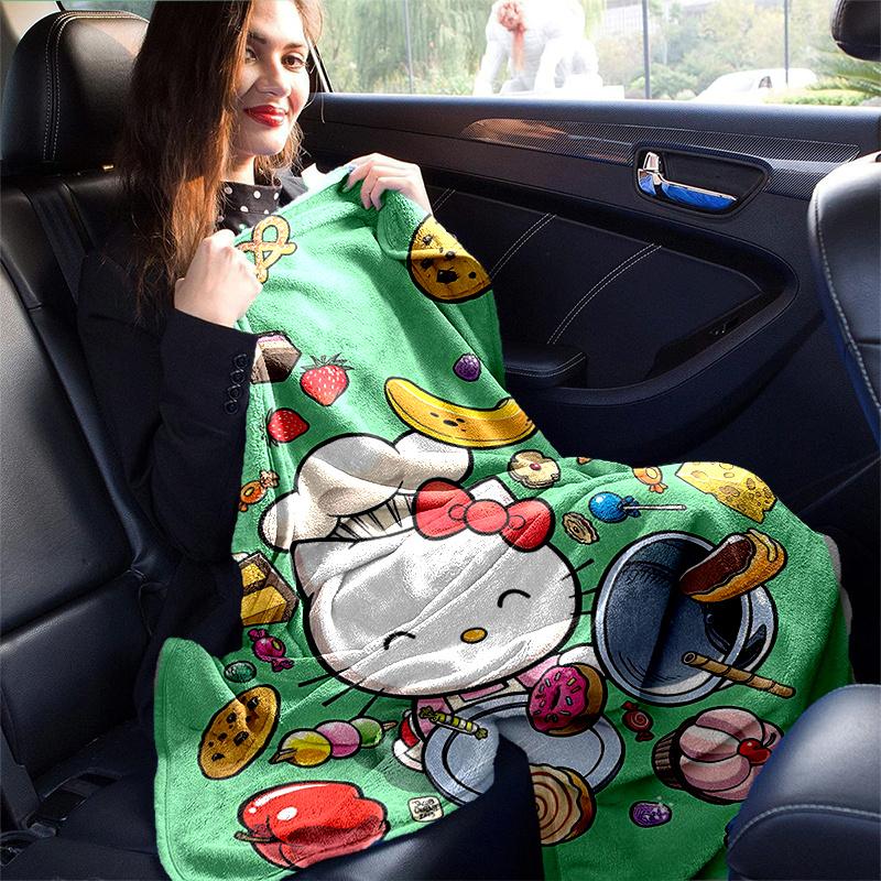 1pc Hello Kitty's Sweet Adventure Blanket,Living Room, Travel, Camping, Car Blankets, Beach, Office Naps, Seasonal Universal Cartoon Throw Blanket for