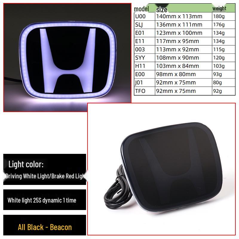 LED Luminous Red Car Emblem for Honda: Civic, Accord, Fit, Fengfan, CRV