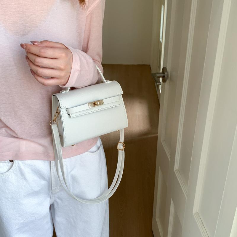 Simple Kelly Style Handbag for Women Faux Leather Crossbody Shoulder Square Bag