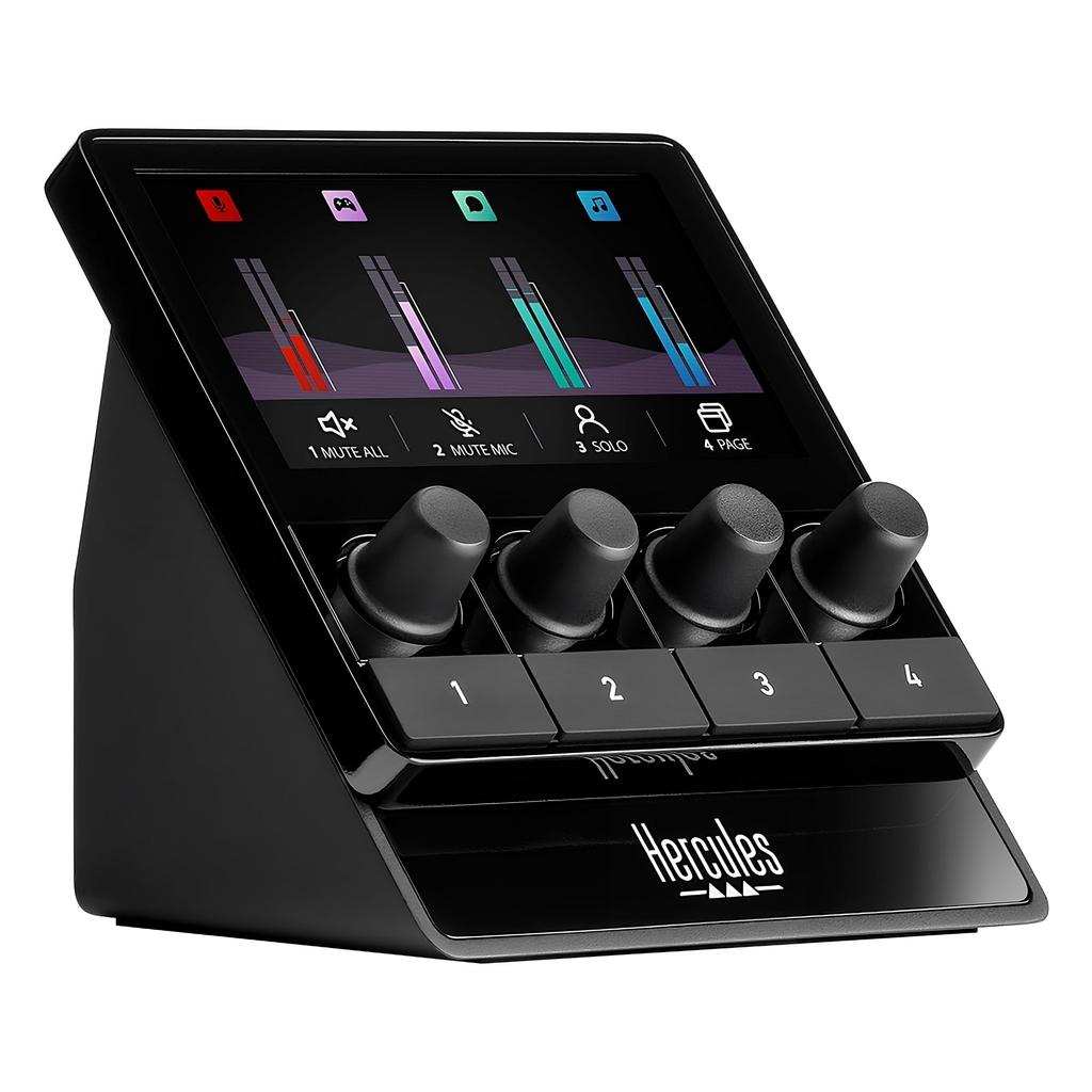 Stream 100 USB Audio Controller Intuitive Audio Controller for Managing Live Streams In Real Time Up To 8 Tracks LCD Display 4 Action Buttons