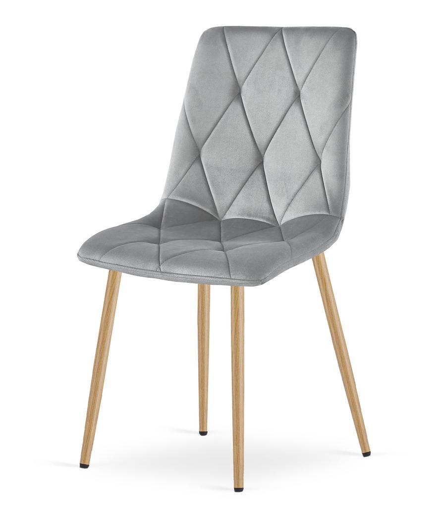 LIBRA chair - light gray velvet / wood color legs x 2