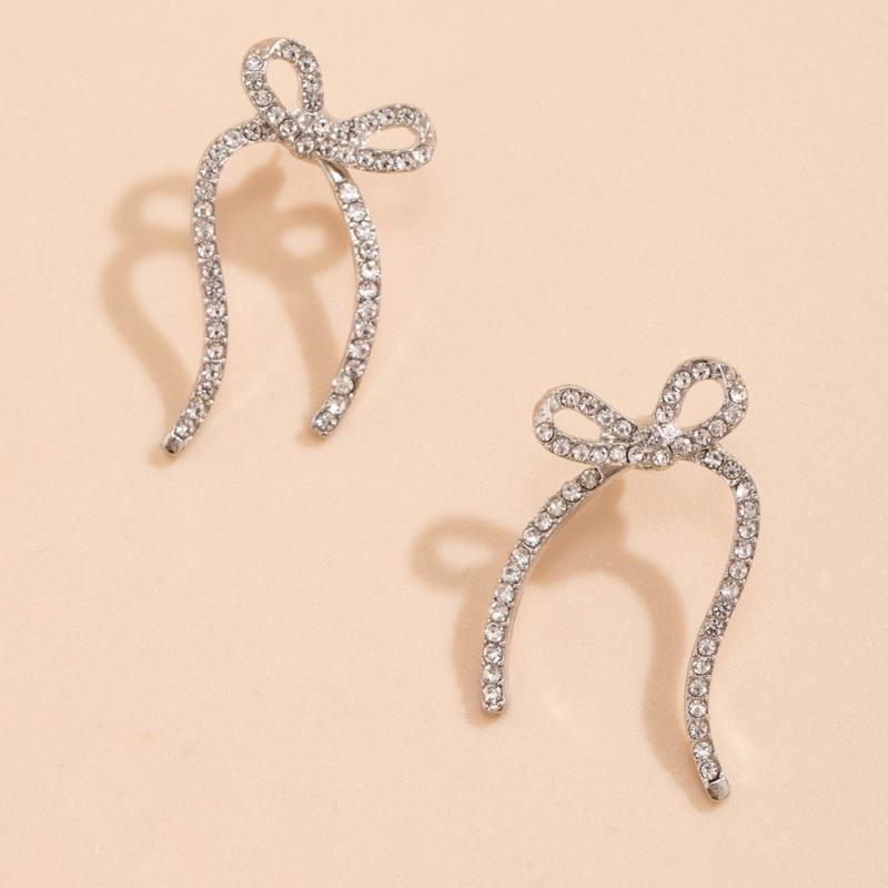 Bowknot Ear Studs Fashion Bowknot Earrings Trendy Jewelry Alloy Material Ear Pendants for Fashion Forward Individuals