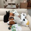 Cartoon Black Cat Throw Pillow Plush Toy Doll Three Flower Cat Doll Home Sofa Pillow Cushion Rag Doll