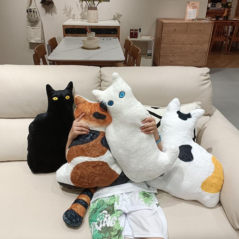Cartoon Black Cat Throw Pillow Plush Toy Doll Three Flower Cat Doll Home Sofa Pillow Cushion Rag Doll