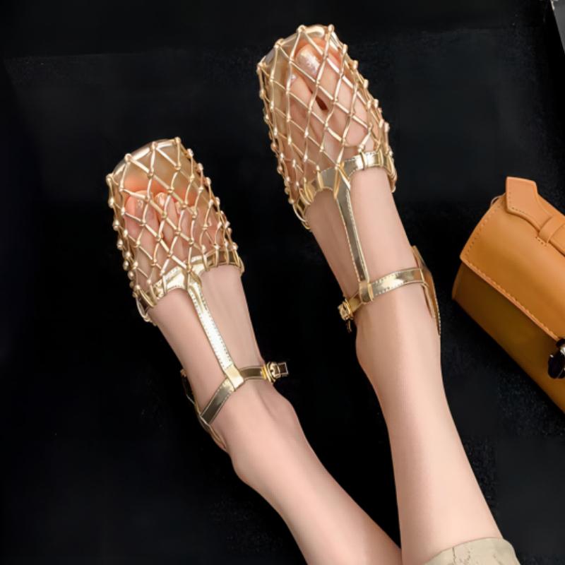 Fashion Designer Mesh Women's Sandals Fashion Heeled Shoes 2025 Summer Trend New Shallow Buckle Shoes Dress Slingback Sandalias De Mujer