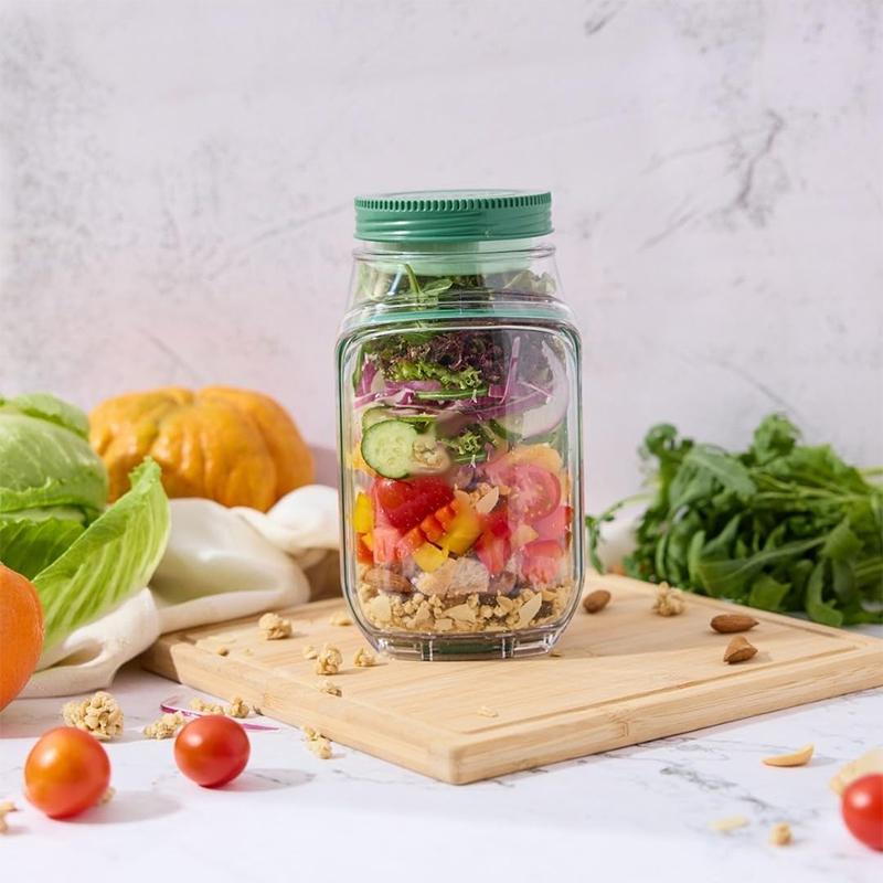 Breakfast Fruit Storage Box Leakproof Interval Salad Box Crisper Container Salad Jars Salad Pod Reusable Plastic Keep Fresh