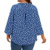 Women's Prined V-neck Plus Size Tops 3/4 Sleeves Elegant Shirt Tops