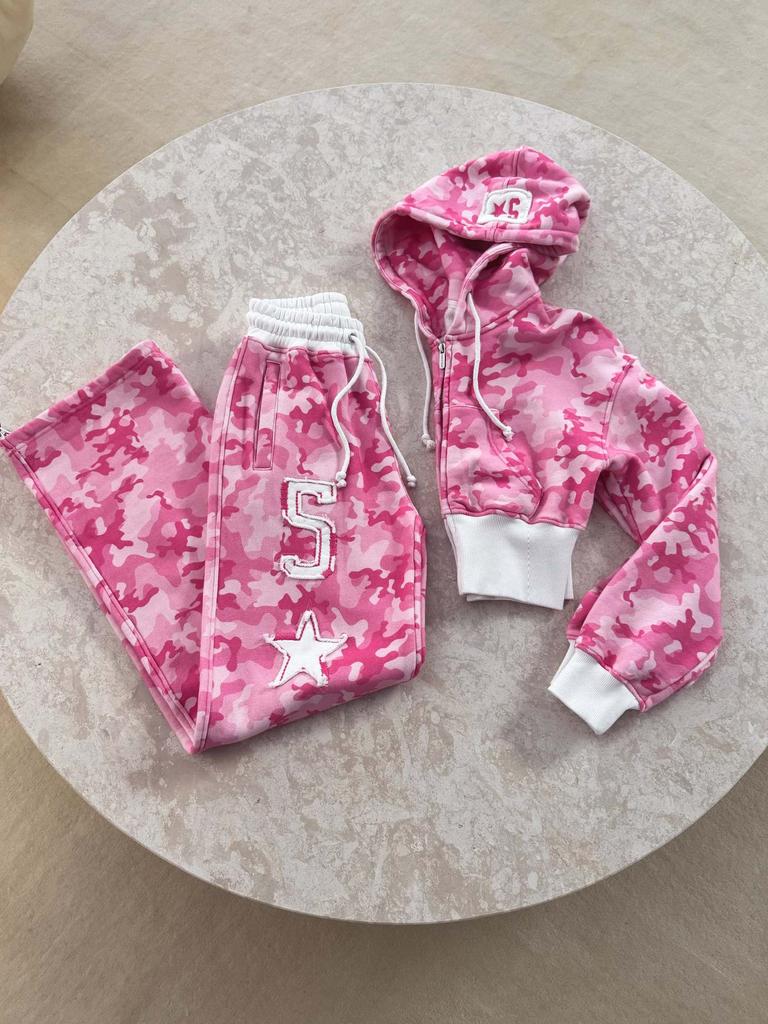 Camouflage Sports Two Piece Sets Womens Outifits Street Hip-hop Female Y2k Pants Set Slim Hoodie Casual Loose Sports Pants Suit
