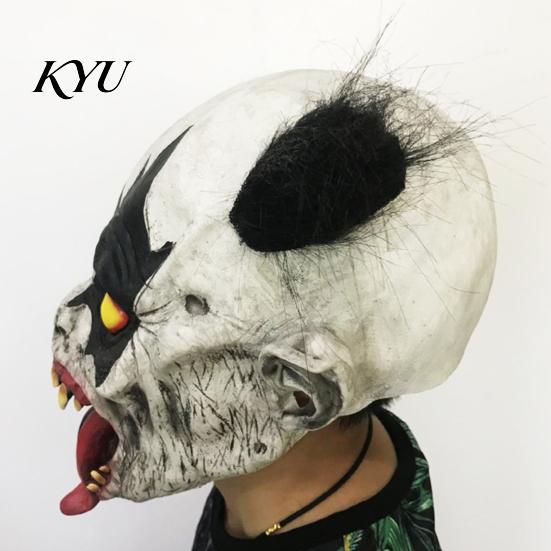 Adults Spooky Role Play Mask Halloween Horror Clown with Long Tongue, Latex Scary Realistic Tongue Creepy Costume Prop for Cosplay Parties,