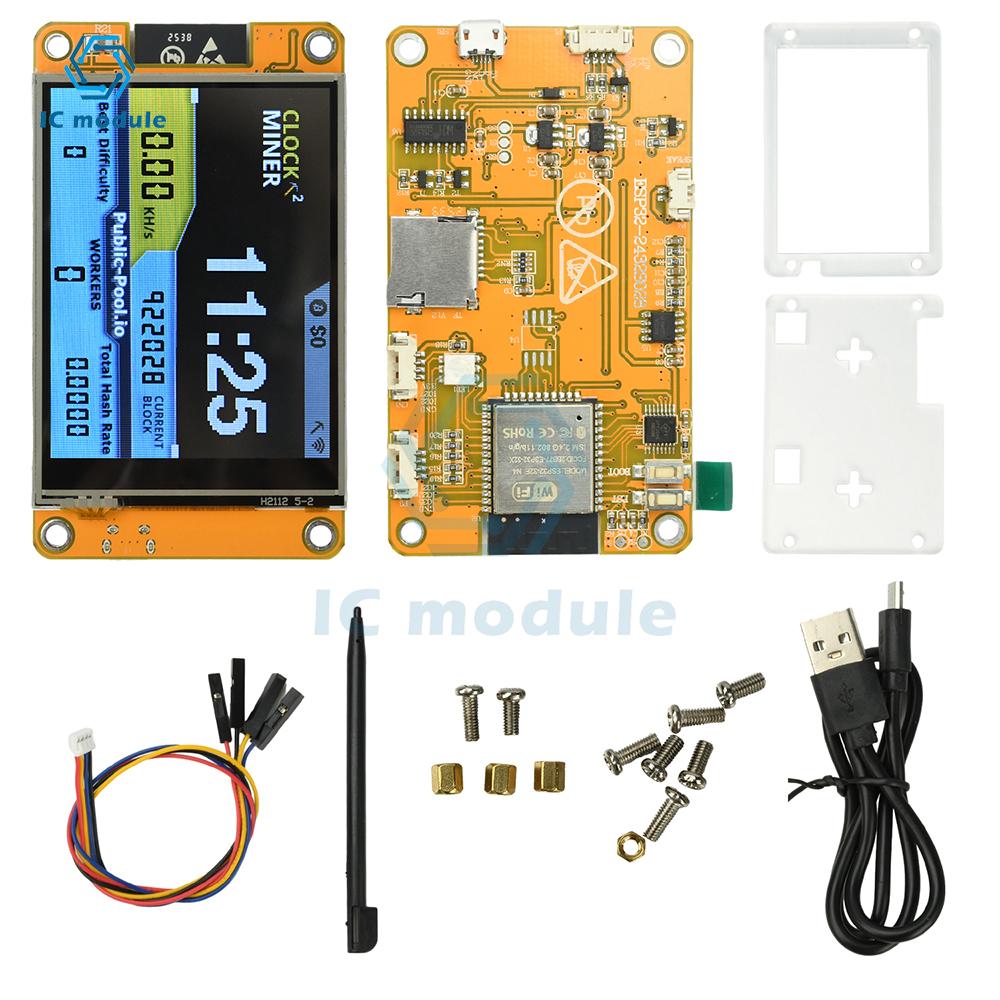 ESP32 2.8-inch OLED Display Development Board ESP32-2432S028 Lucky Miner Hashrate 355Kh/s Hash Rate Operation with Micro USB