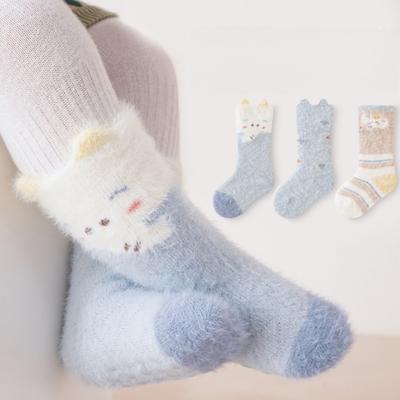 Dětské podkolenky z norkového sametu Teplé dětské ponožky Volný lem Nestahující nohu Bezešvé Lepidlo Protiskluzové ponožky na podlahu
